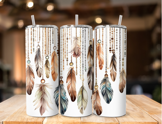 20oz Soft Colored Feather Tumbler